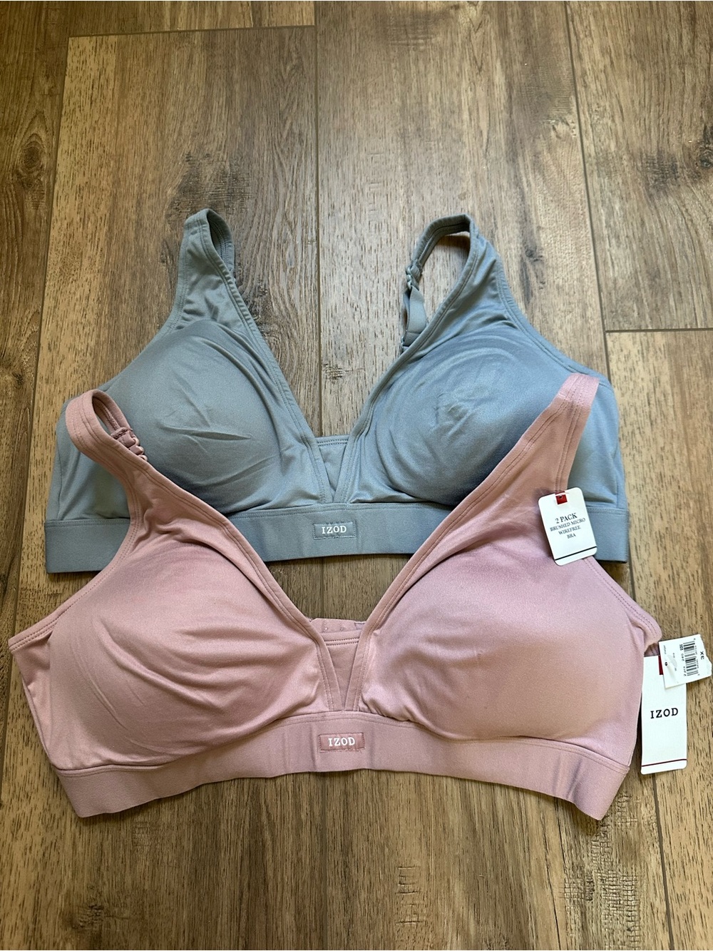 NWT! IZOD Women’s Bra Bundle, 2pk., PLUS SIZE 3X, Pink, Gray, Wire Free, Soft